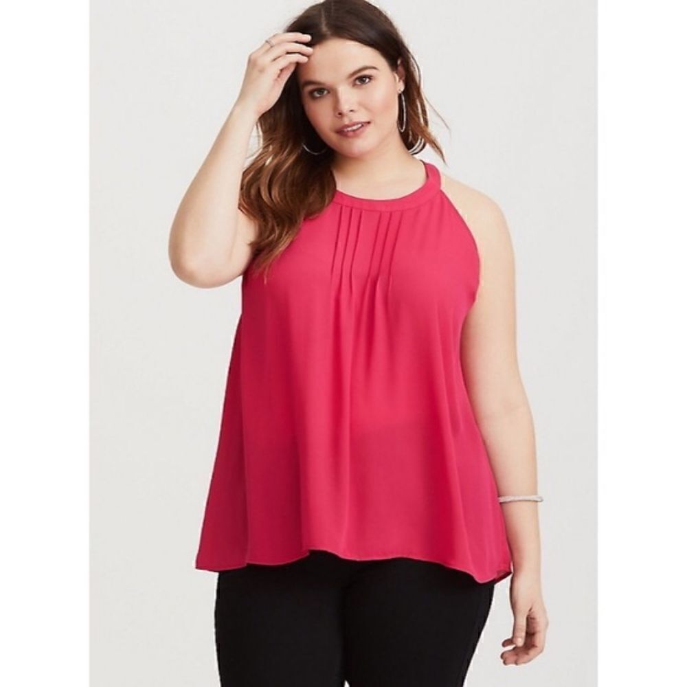 Torrid Pink Tank Top with Front Pleats